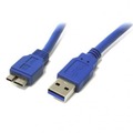 USB3.0 Flachkabel Stecker Typ A - -- Stecker Micro B, Blau 1 m, Flachkabel