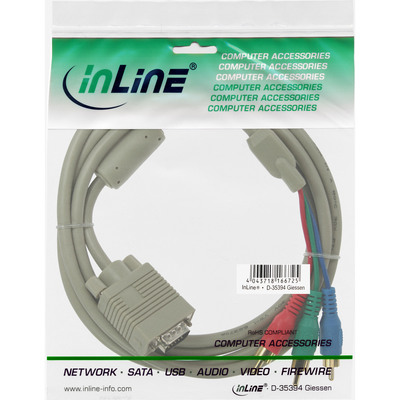 InLine® VGA RGB Kabel, VGA Stecker an 3x Cinch Stecker, 2m (Produktbild 2)