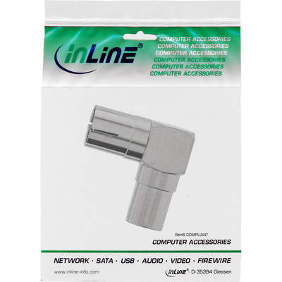 InLine® Antenne Koaxial Verbinder Stecker / Buchse, 90° gewinkelt, Metall (Produktbild 3)