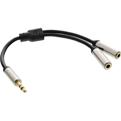 InLine® Slim Audio Y-Kabel Klinke 3,5mm ST an 2x Klinke BU, 0,15m (Produktbild 1)