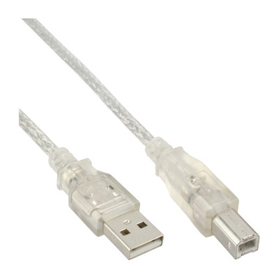 InLine® USB 2.0 Kabel, A an B, transparent, 0,3m (Produktbild 1)
