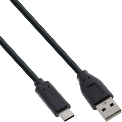 InLine® USB 2.0 Kabel, USB-C Stecker an A Stecker, schwarz, 2m (Produktbild 1)